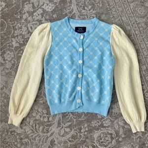 EllandEmm Blue and Cream Cardigan